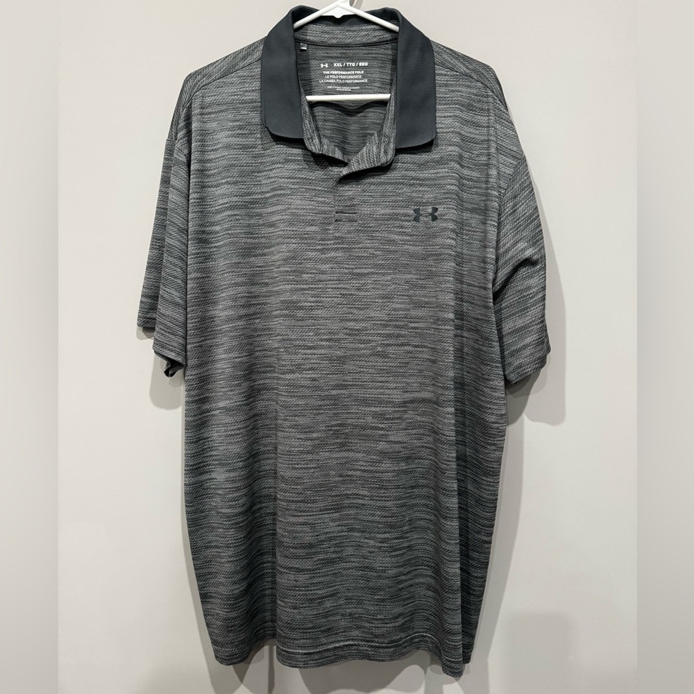 Under Armour Polo Shirt Men’s Size XXL Gray Short Sleeve Golf Preppy